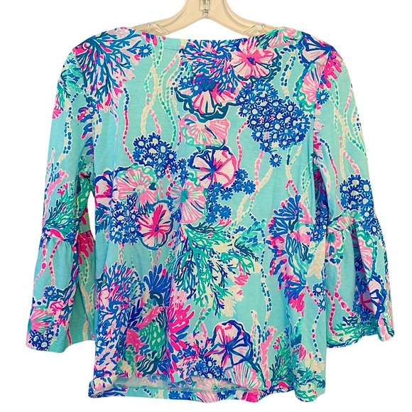 Lilly Pulitzer Tosha Bell Sleeve Top Beach You To It Size S - Picture 2 of 6